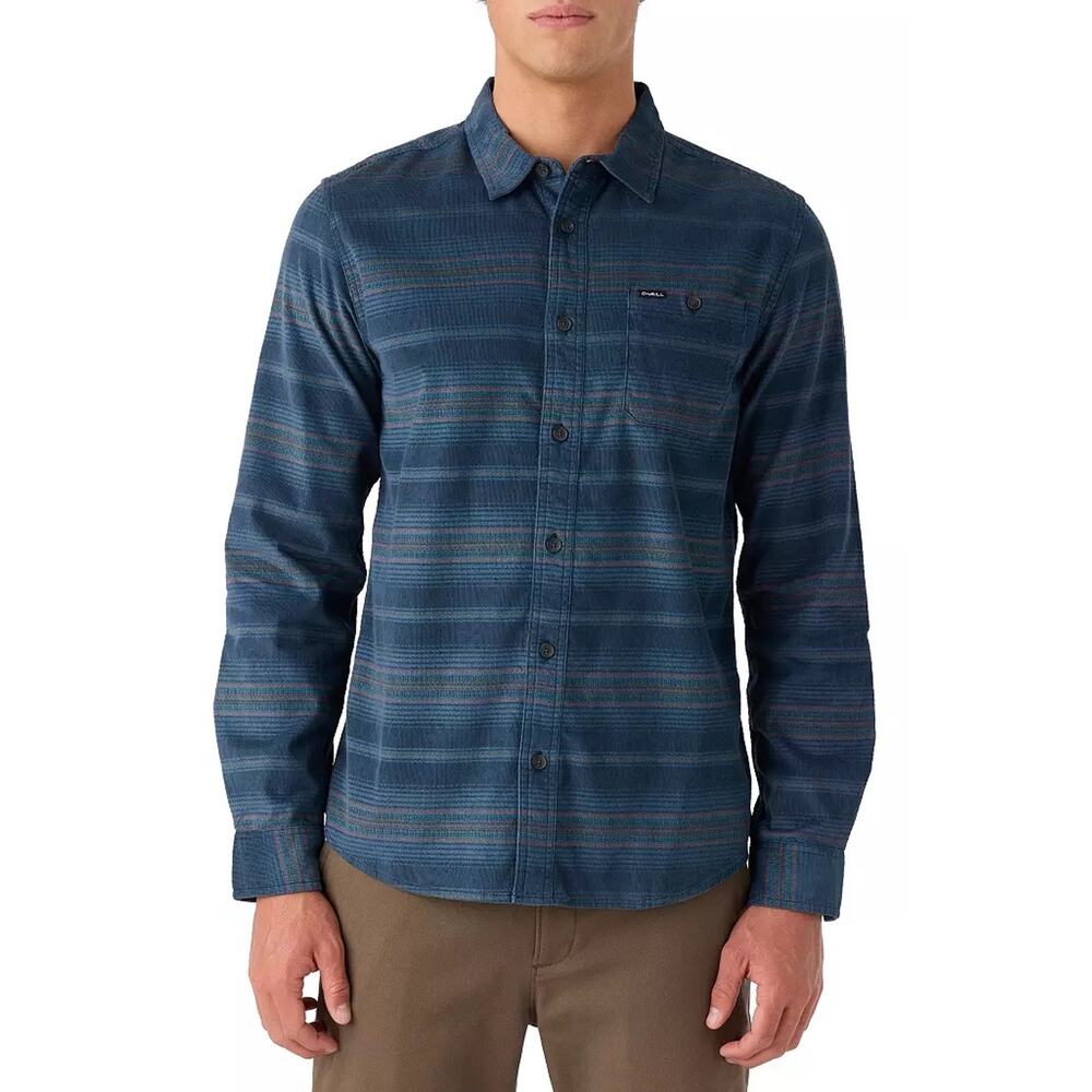 O'Neill Men's Caruso Midnight Navy Stripe Cord Long Slv Shirt Size S